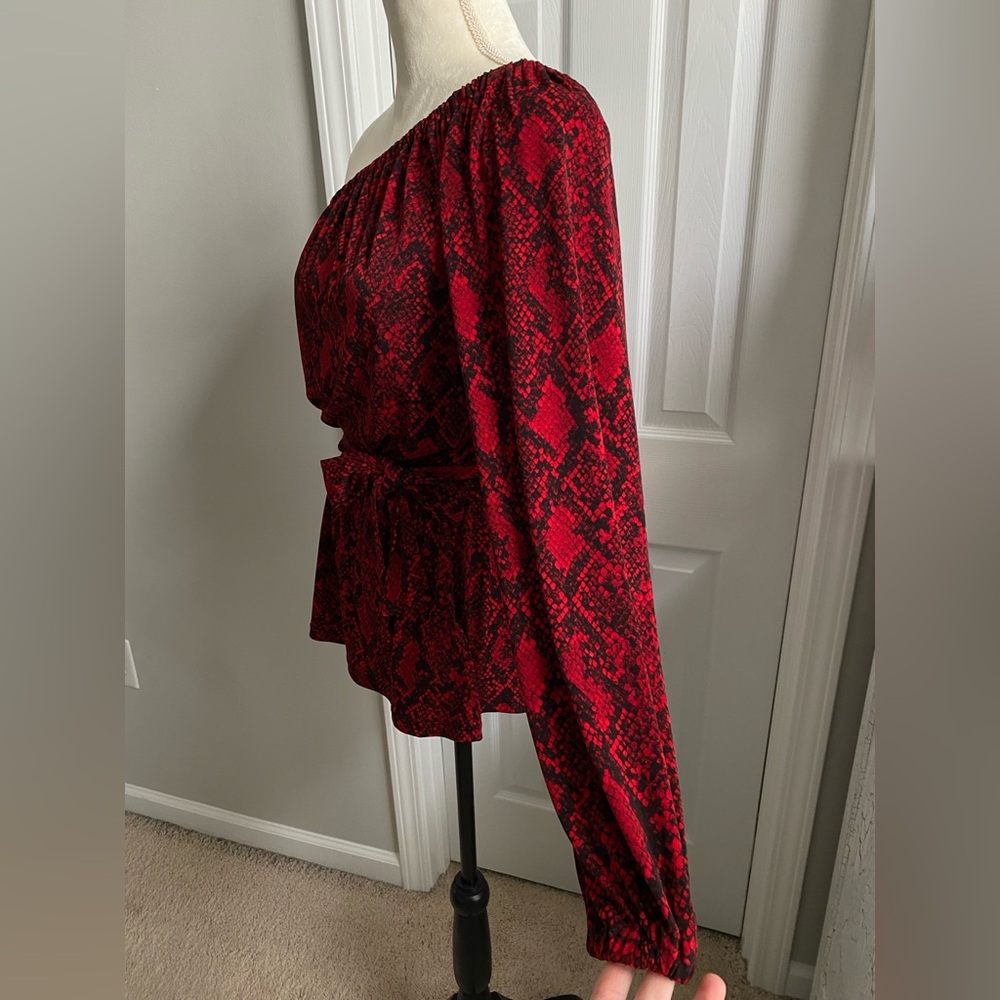 Michael Kors Off Shoulder Python Print Top Red an… - image 8